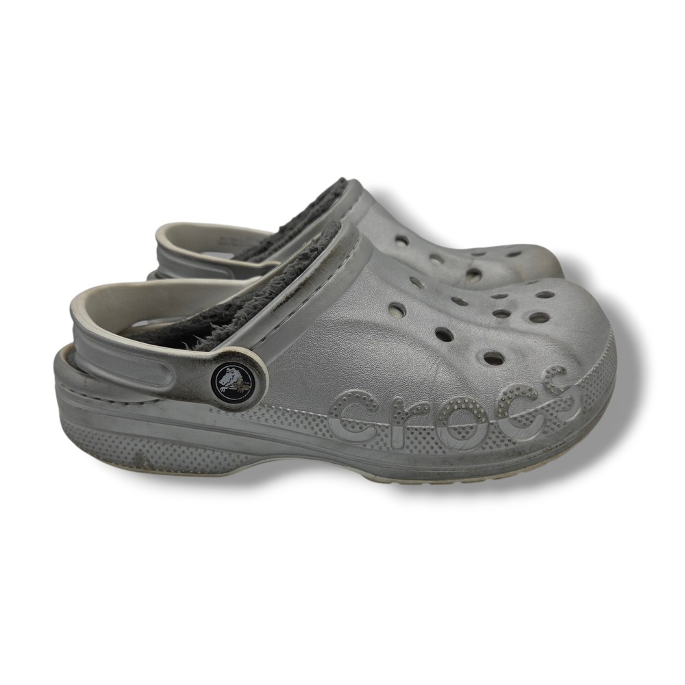Crocs‎ Baya Lined Clog Womens 7 Silver Slip On